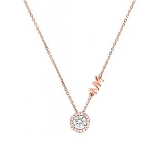 Michael Kors Rose Gold with Crystal Charm Brilliance CZ Pendant Necklace